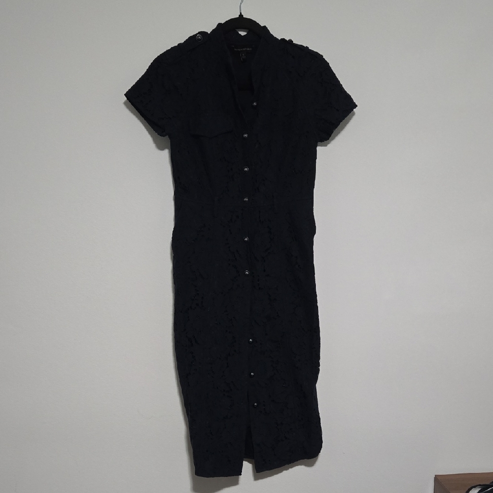 Navy Banana Republic Lace Midi Dress